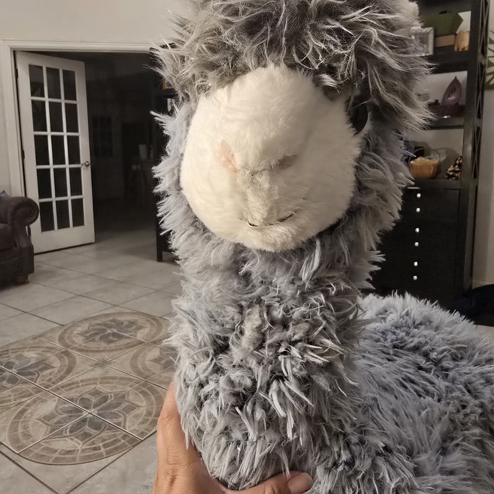 Plush Gray and White Llama Toy